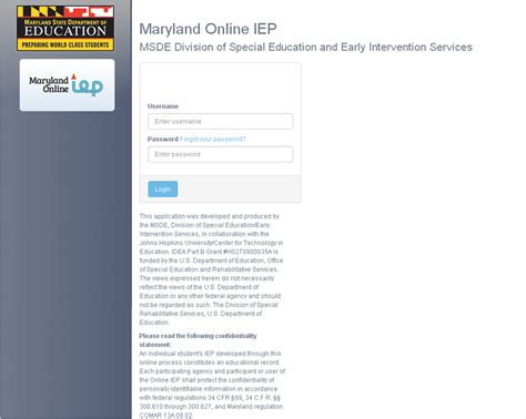 Logging In : Maryland Online IEP System User Guide 2014 (v10).